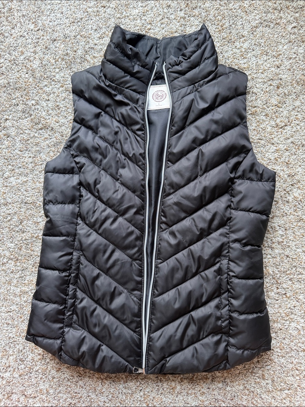 SO Black Quilted Chevron Puffer Vest